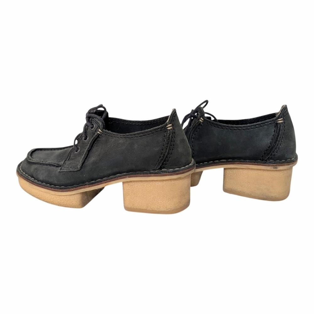 Clarks Dark Grey Leather Platform Shoes, US7-7.5